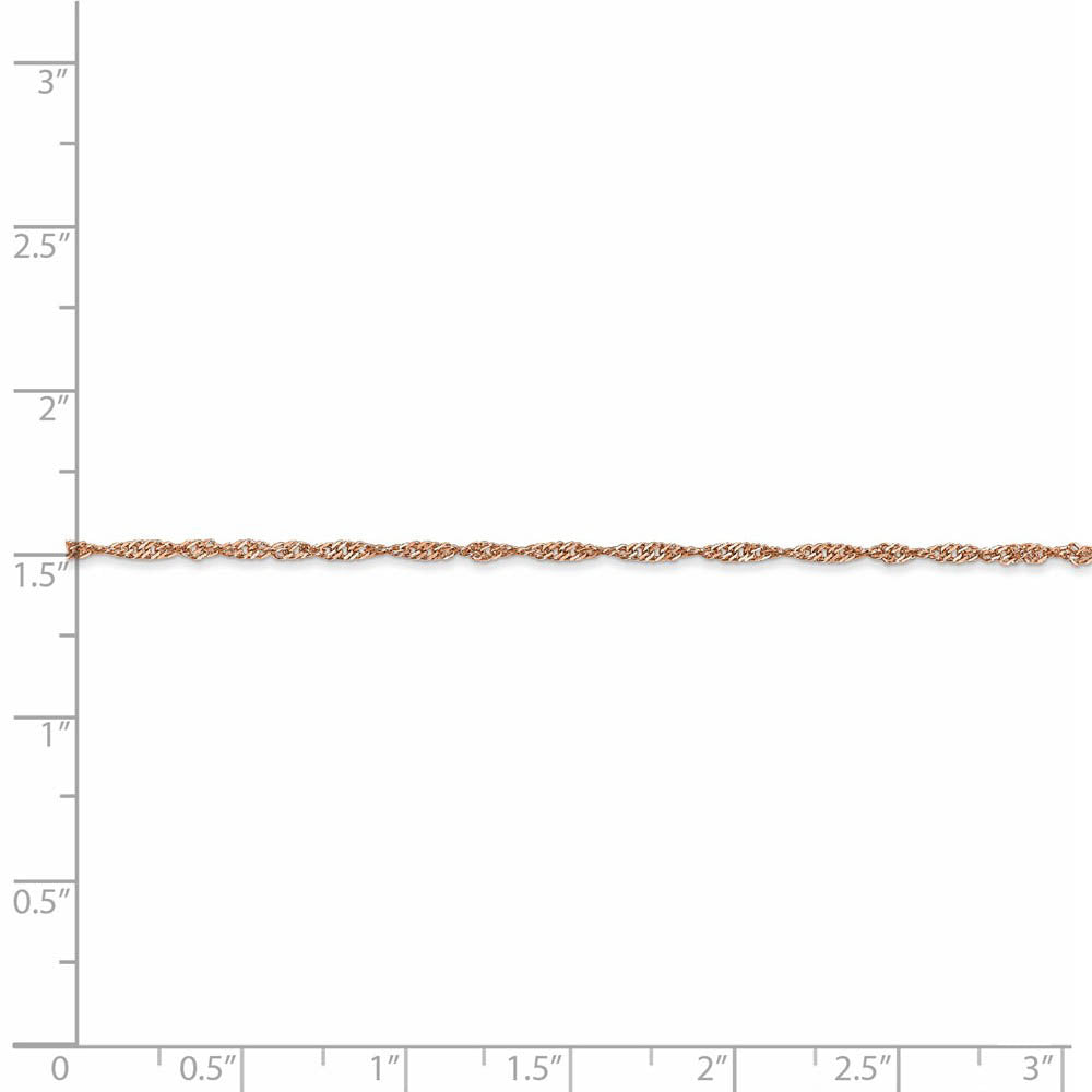 Alternate view of the 1mm 14K Rose Gold Solid Singapore Chain Necklace by The Black Bow Jewelry Co.