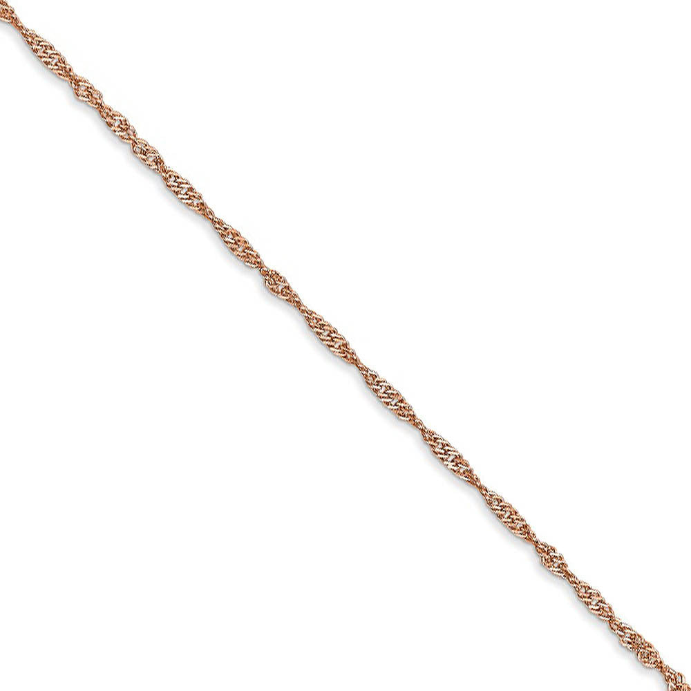 1mm 14K Rose Gold Solid Singapore Chain Necklace