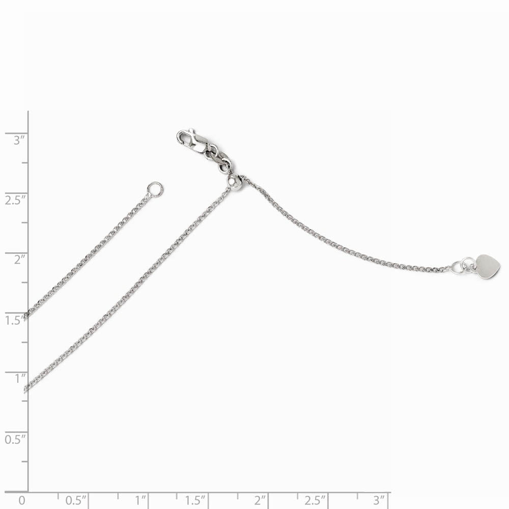 Alternate view of the 1.2mm 14K White Gold Adjustable D/C Loose Rope Chain Necklace by The Black Bow Jewelry Co.