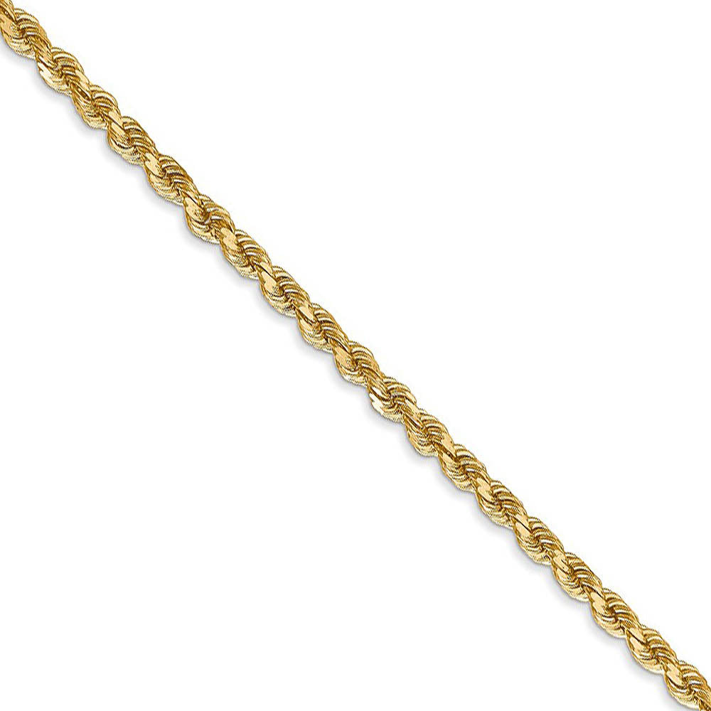 2.75mm 14k Yellow Gold, Solid Diamond Cut Rope Chain  display picture 1