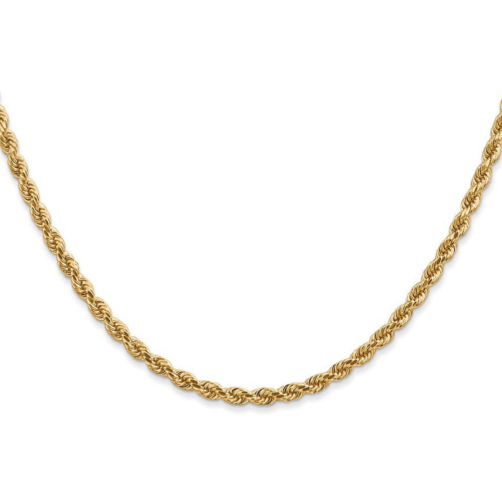 Alternate view of the 2.75mm 14k Yellow Gold, Solid Diamond Cut Rope Chain Necklace by The Black Bow Jewelry Co.