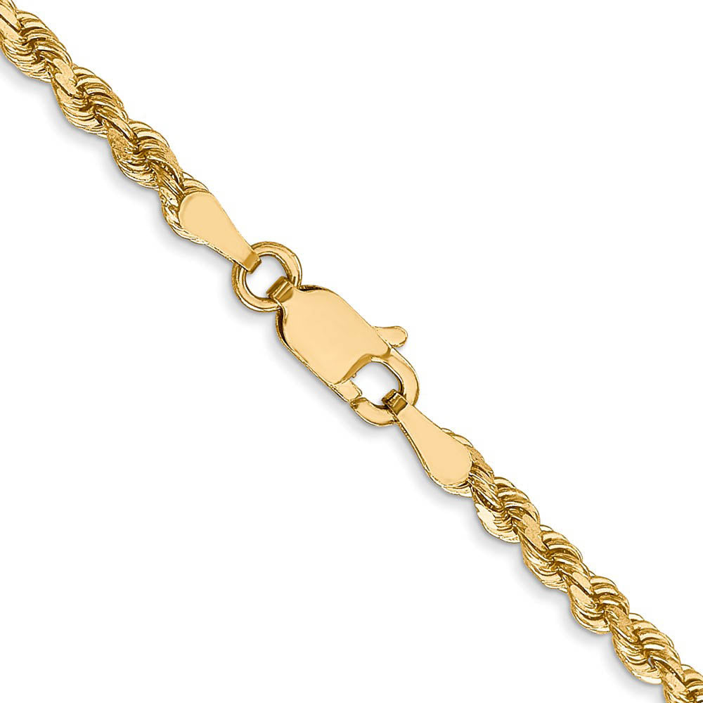Alternate view of the 2.75mm 14k Yellow Gold, Solid Diamond Cut Rope Chain Necklace by The Black Bow Jewelry Co.