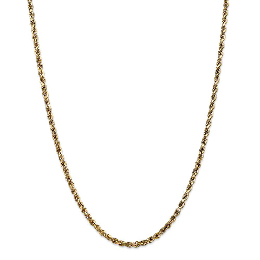 Alternate view of the 3.5mm 14k Yellow Gold Solid Diamond Cut Rope Chain Necklace by The Black Bow Jewelry Co.