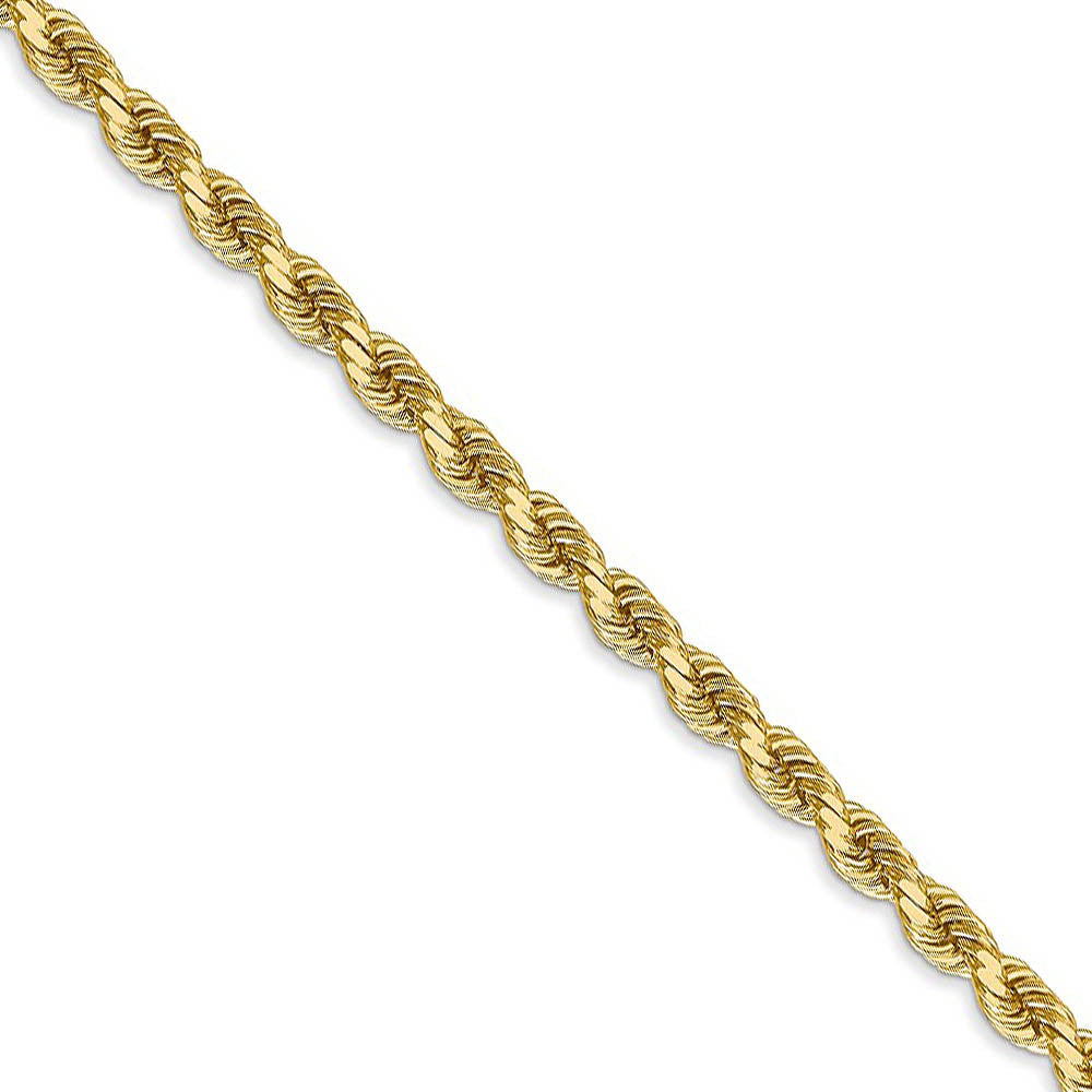 3.5mm 14k Yellow Gold Solid Diamond Cut Rope Chain Necklace
