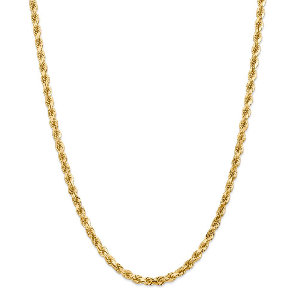 5mm 14k Yellow Gold Solid Diamond Cut Rope Chain Necklace, Item C10143 by The Black Bow Jewelry Co.