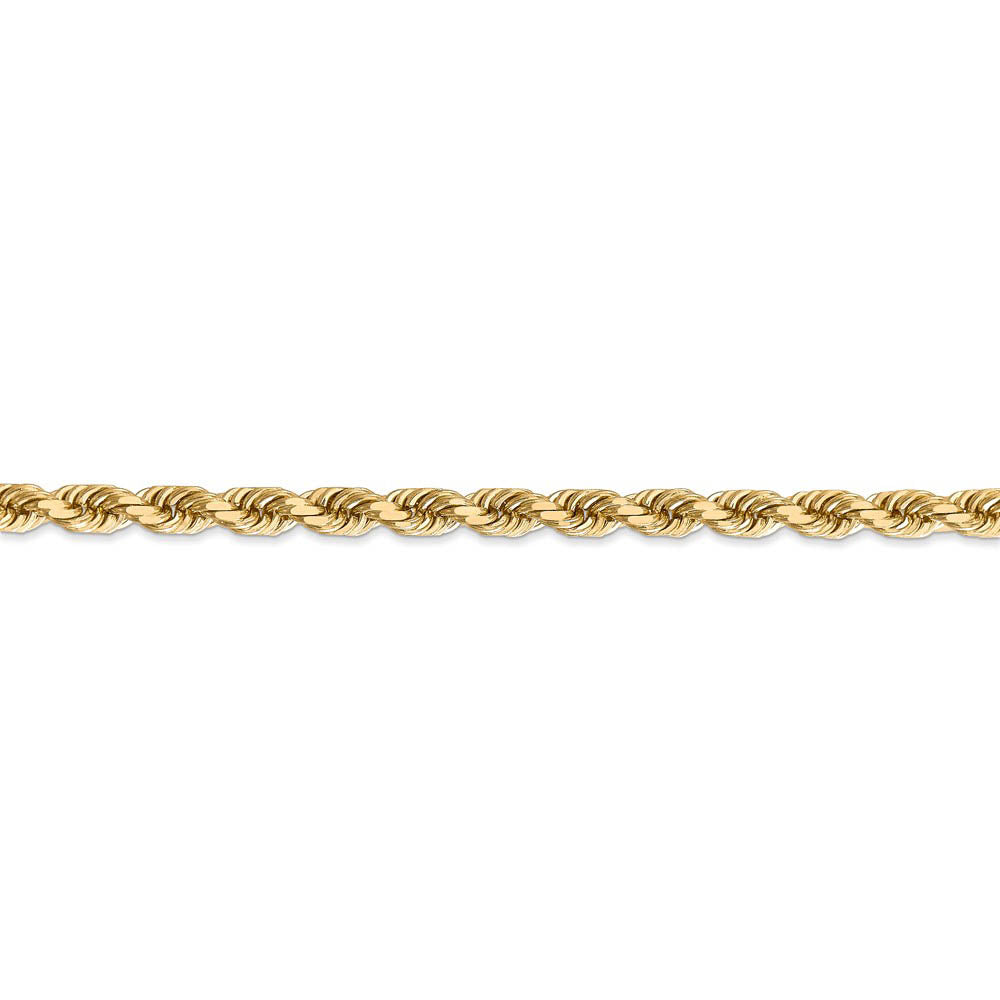 Alternate view of the 5mm 14k Yellow Gold Solid Diamond Cut Rope Chain Necklace by The Black Bow Jewelry Co.