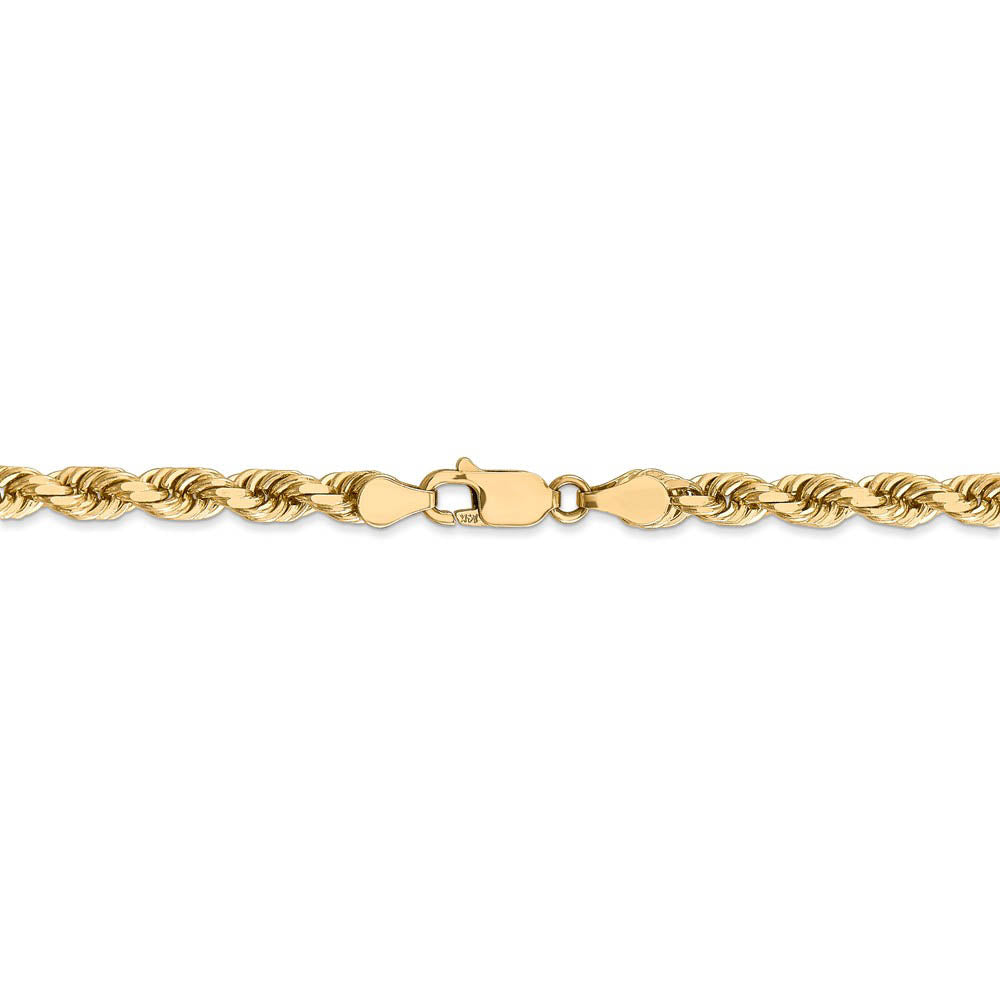 Alternate view of the 5mm 14k Yellow Gold Solid Diamond Cut Rope Chain Necklace by The Black Bow Jewelry Co.