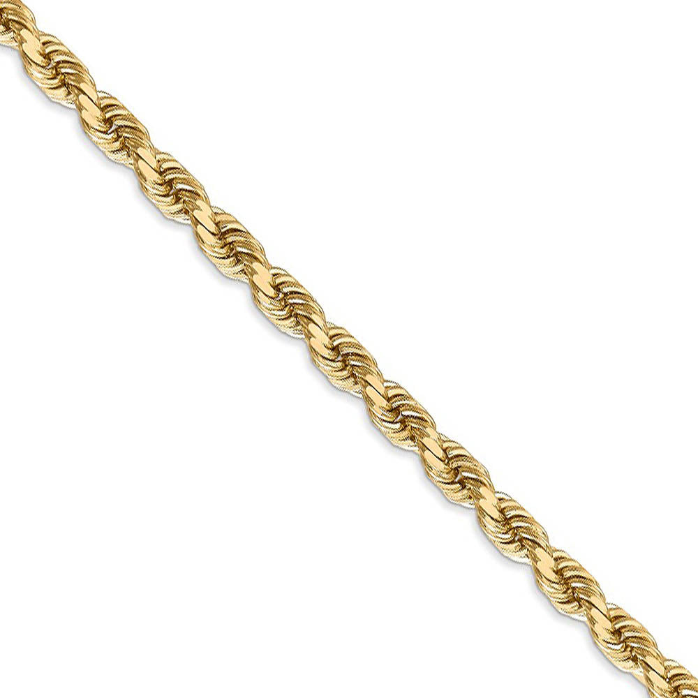 5mm 14k Yellow Gold Solid Diamond Cut Rope Chain Necklace
