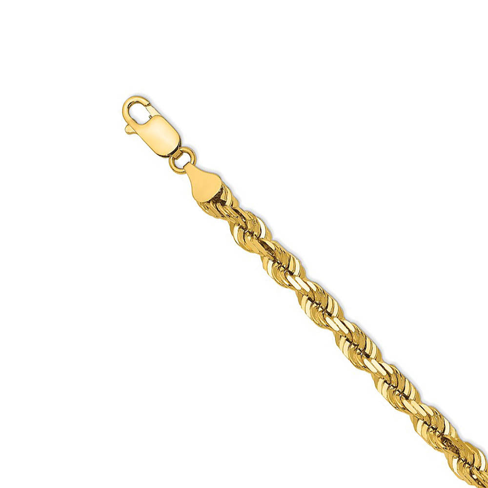 Men's 6mm 14k Yellow Gold Solid Diamond Cut Rope Chain Necklace