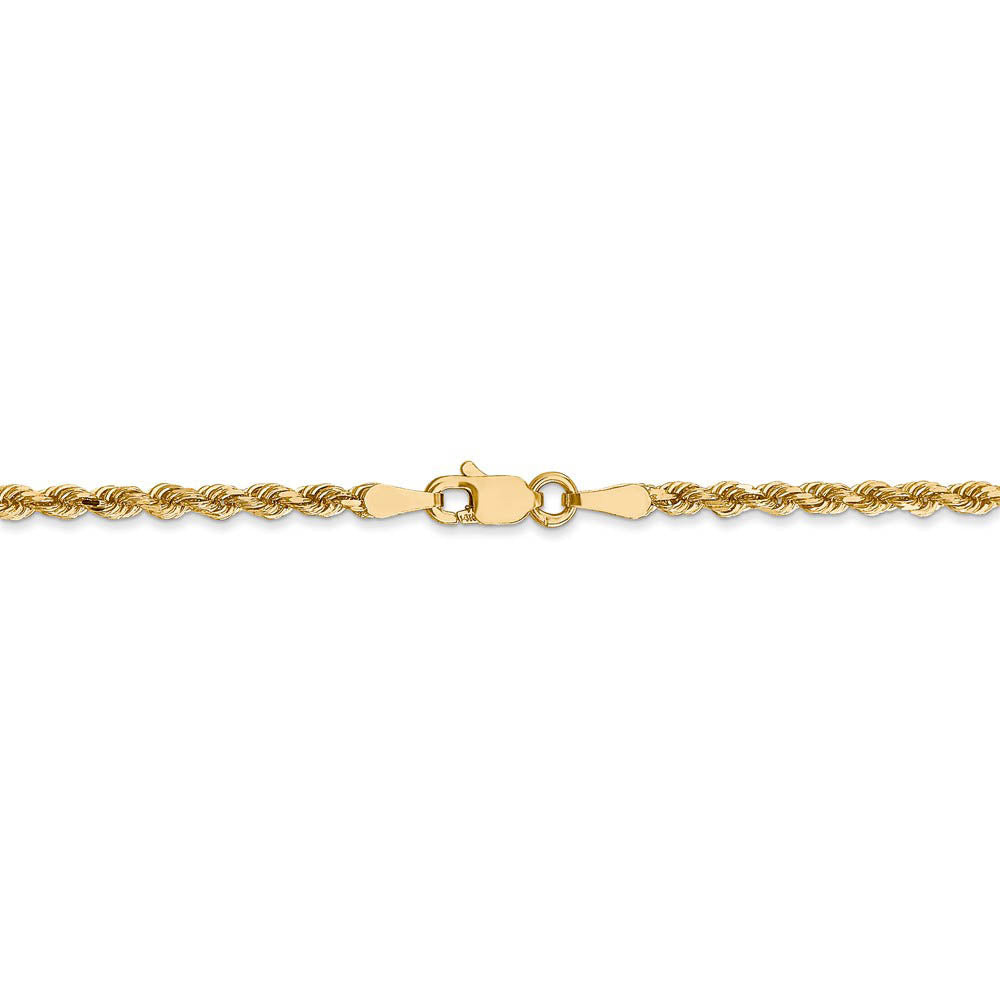 Alternate view of the 2.5mm 14k Yellow Gold Solid Light Diamond Cut Rope Chain Necklace by The Black Bow Jewelry Co.