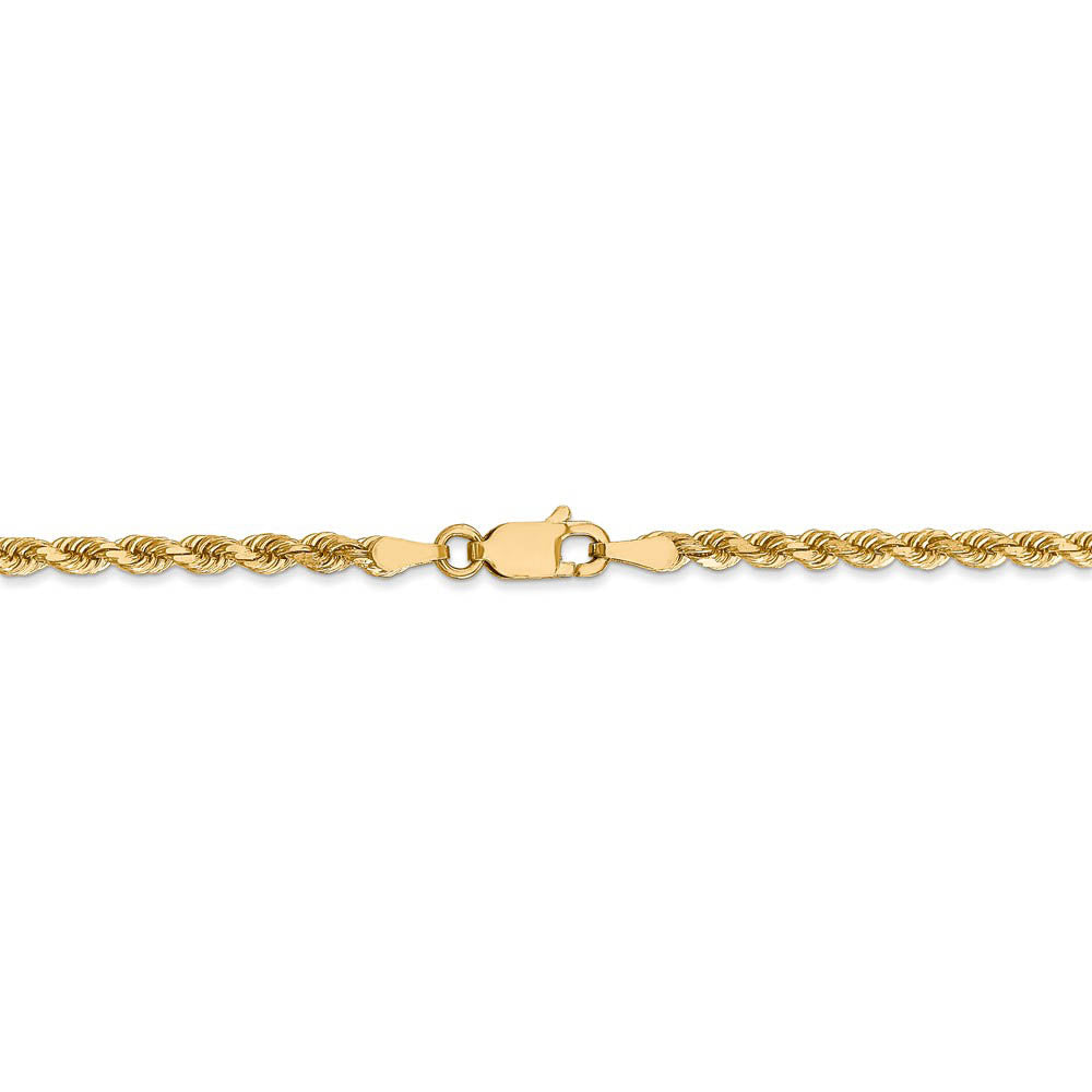 Alternate view of the 2.75mm 14k Yellow Gold Solid Light Diamond Cut Rope Chain Necklace by The Black Bow Jewelry Co.