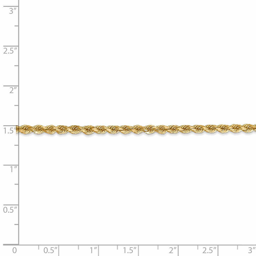 Alternate view of the 2.75mm 14k Yellow Gold Solid Light Diamond Cut Rope Chain Necklace by The Black Bow Jewelry Co.