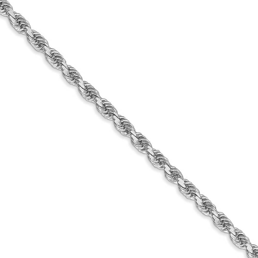 3mm 14k White Gold Solid Diamond Cut Rope Chain Necklace
