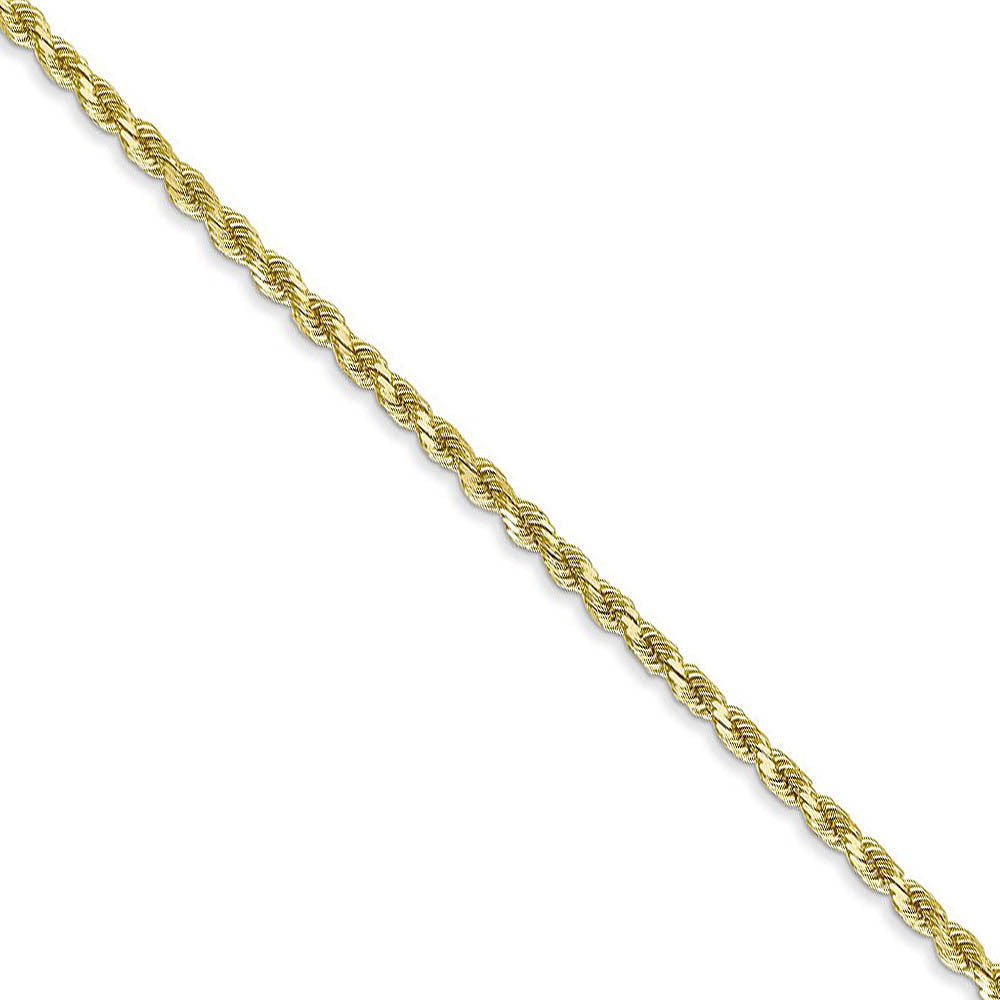 2.25mm 10k Yellow Gold Solid Diamond Cut Rope Chain Necklace