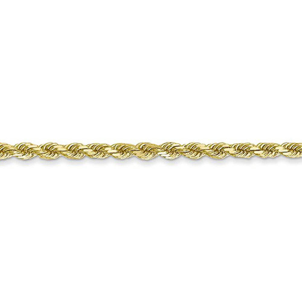 Alternate view of the 2.25mm 10k Yellow Gold Solid Diamond Cut Rope Chain Necklace by The Black Bow Jewelry Co.