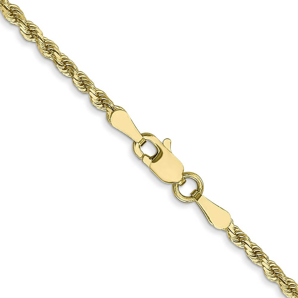 Alternate view of the 2.25mm 10k Yellow Gold Solid Diamond Cut Rope Chain Necklace by The Black Bow Jewelry Co.