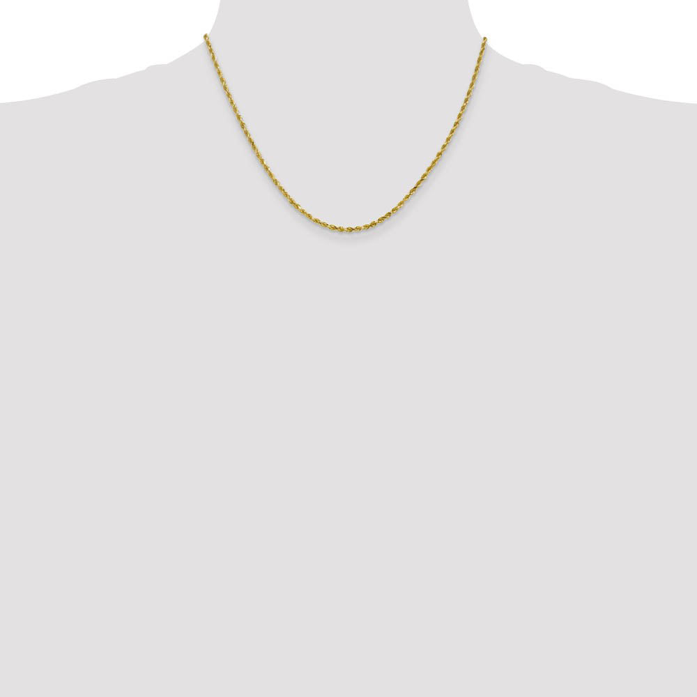 Alternate view of the 2.5mm 10k Yellow Gold Solid Diamond Cut Rope Chain Necklace by The Black Bow Jewelry Co.