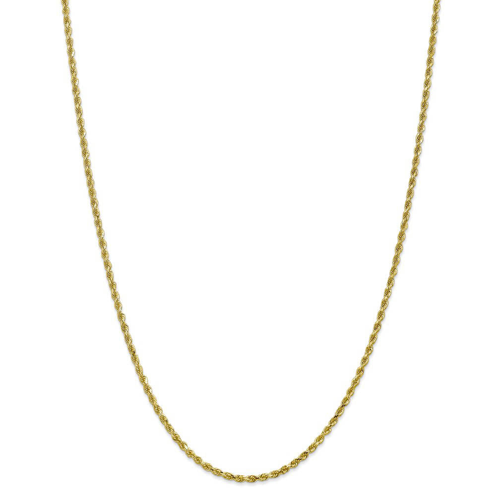 Alternate view of the 2.5mm 10k Yellow Gold Solid Diamond Cut Rope Chain Necklace by The Black Bow Jewelry Co.