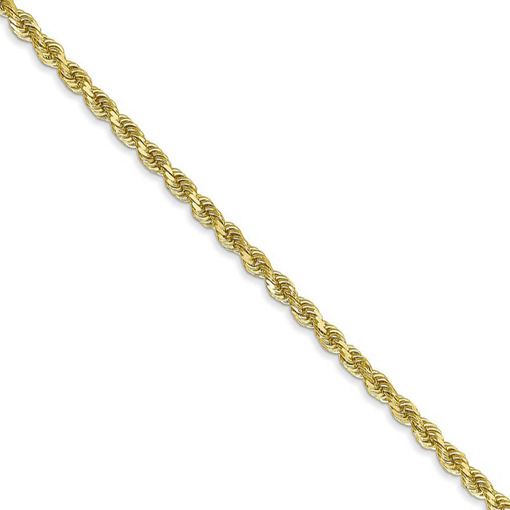 2.5mm 10k Yellow Gold Solid Diamond Cut Rope Chain Necklace