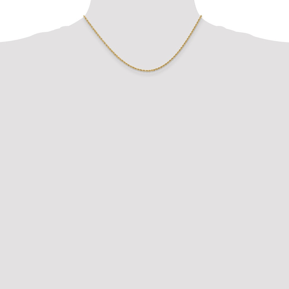 Alternate view of the 1.6mm 14k Yellow Gold Solid Classic Rope Chain Necklace by The Black Bow Jewelry Co.