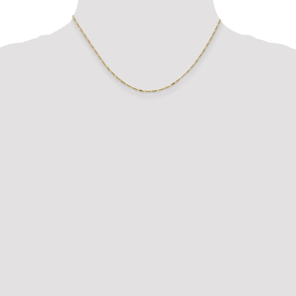 Alternate view of the 1.25mm 10k Yellow Gold Flat Figaro Chain Necklace by The Black Bow Jewelry Co.