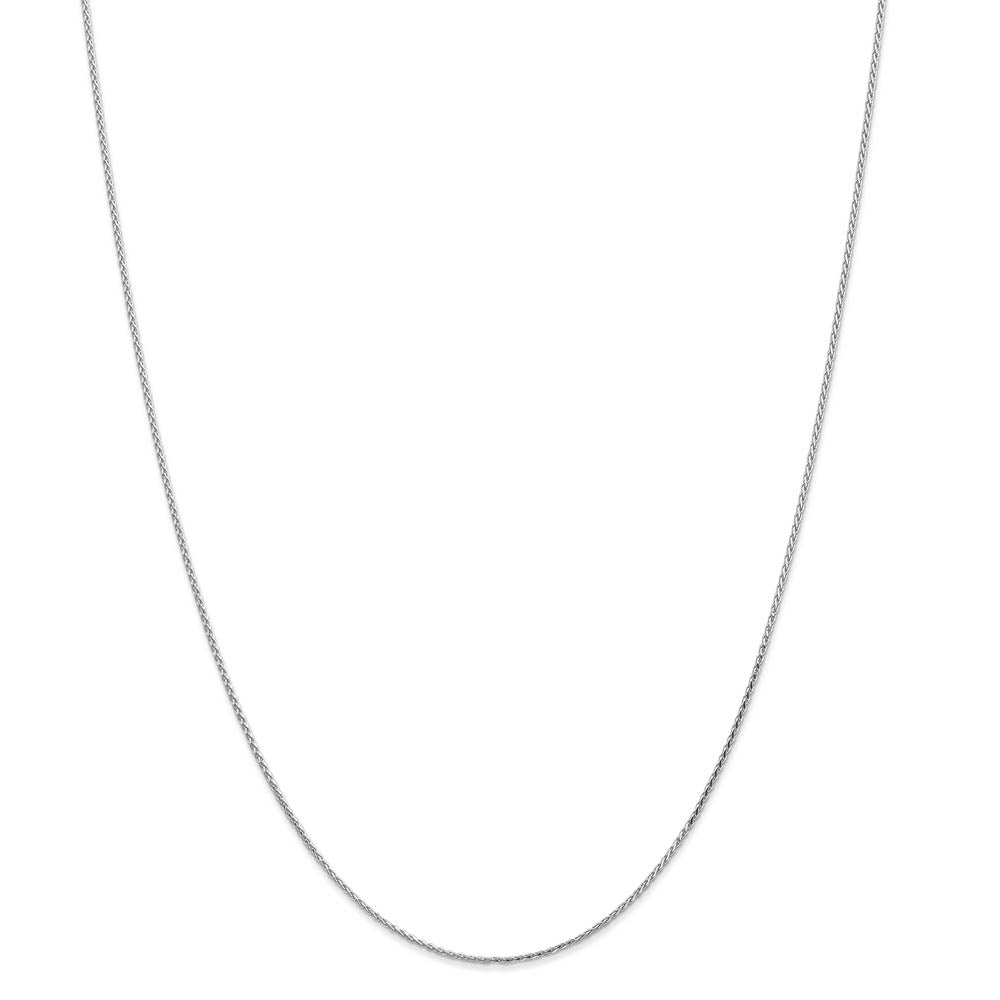 Alternate view of the 1mm 14k White Gold Round D/C Solid Wheat Chain Necklace by The Black Bow Jewelry Co.
