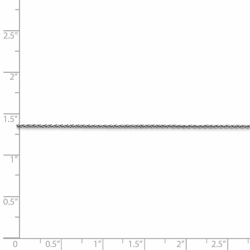 Alternate view of the 1mm 14k White Gold Round D/C Solid Wheat Chain Necklace by The Black Bow Jewelry Co.