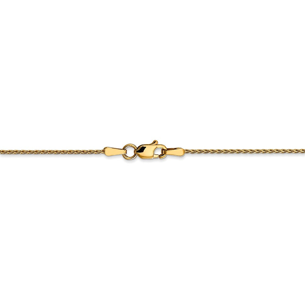 Alternate view of the 1mm 14k Yellow Gold Round D/C Solid Wheat Chain Necklace by The Black Bow Jewelry Co.