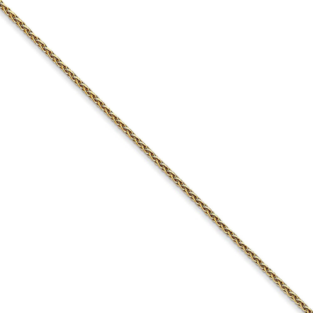 1mm 14k Yellow Gold Round D/C Solid Wheat Chain Necklace