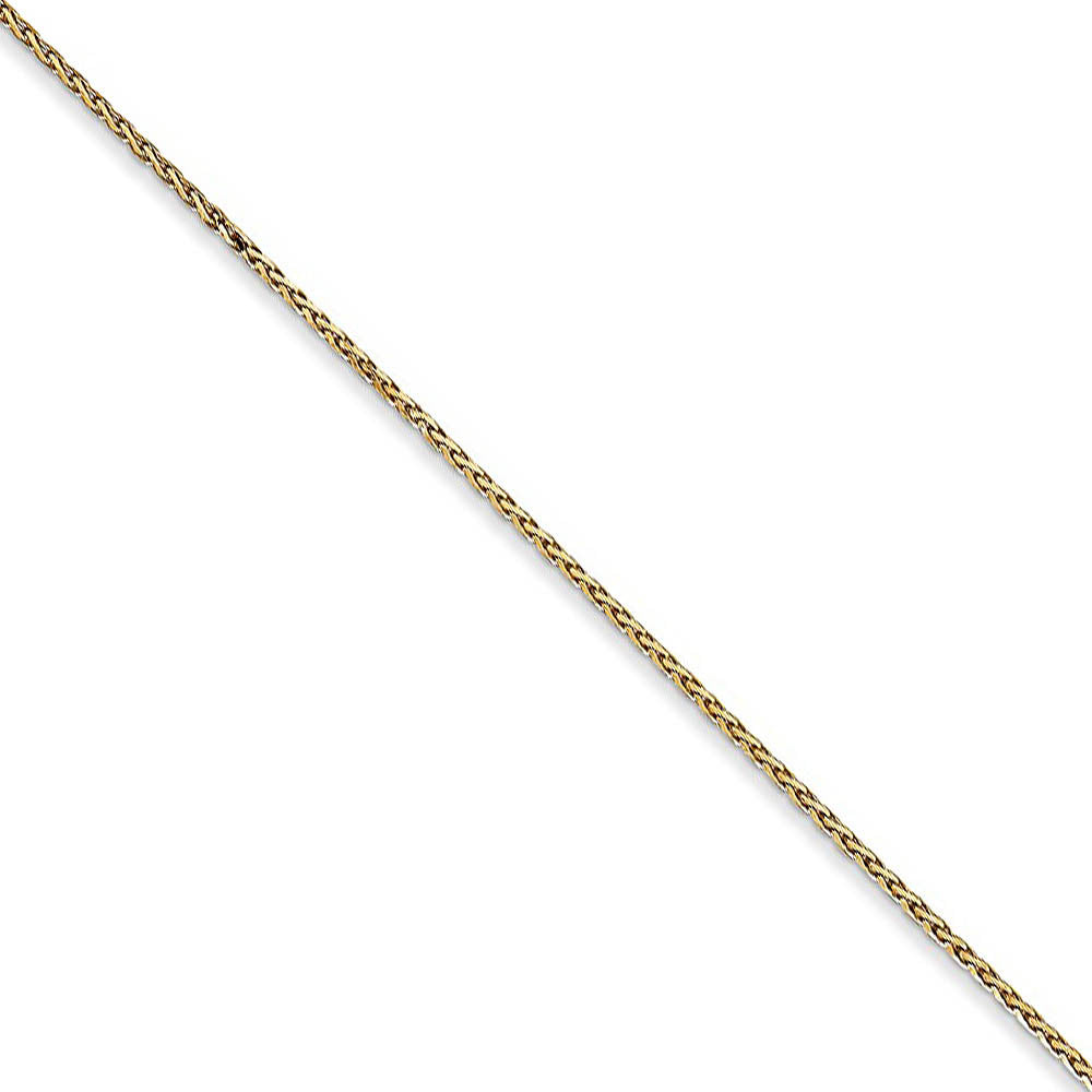 0.8mm 14k Yellow Gold Round Diamond Cut Wheat Chain Necklace, Item C10164 by The Black Bow Jewelry Co.