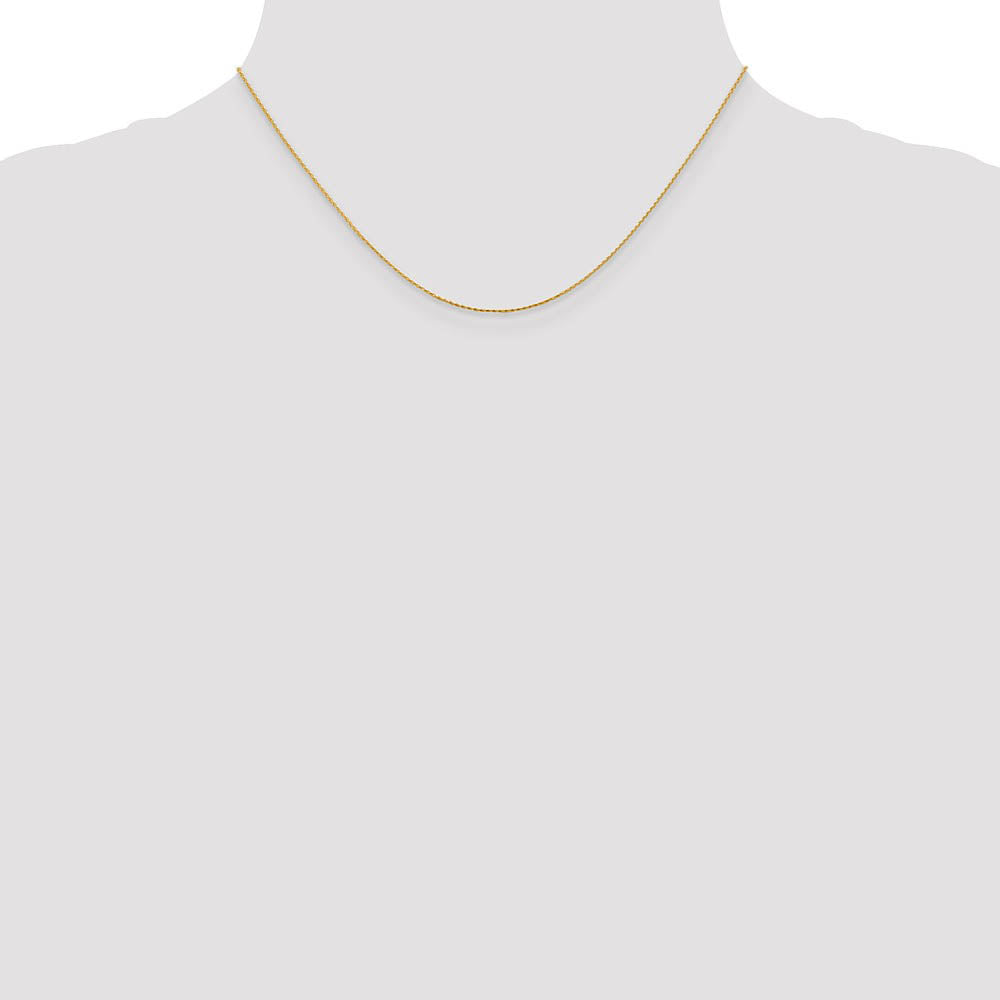 Alternate view of the 0.8mm 14k Yellow Gold Round Diamond Cut Wheat Chain Necklace by The Black Bow Jewelry Co.