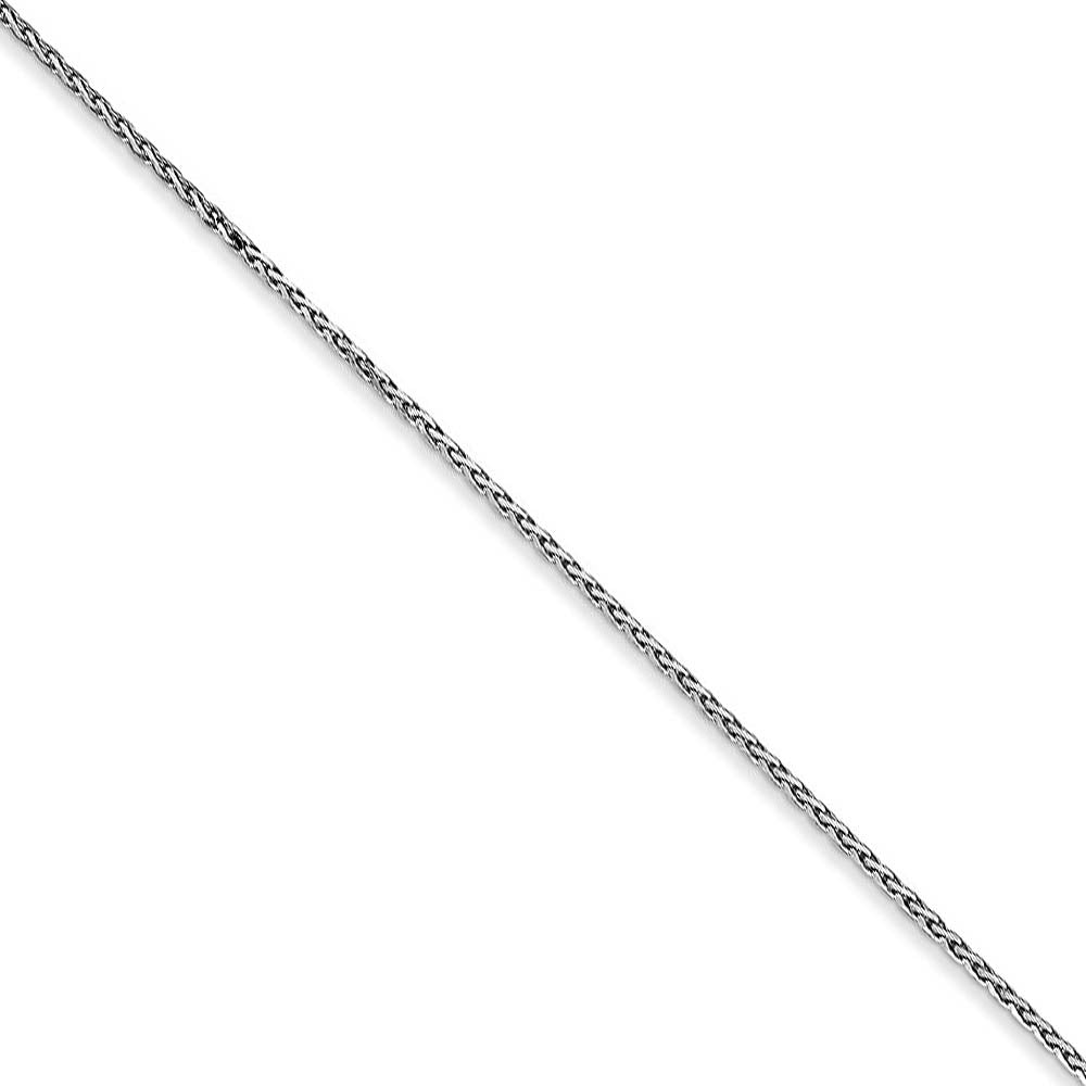 0.8mm 14k White Gold Round Diamond Cut Wheat Chain Necklace