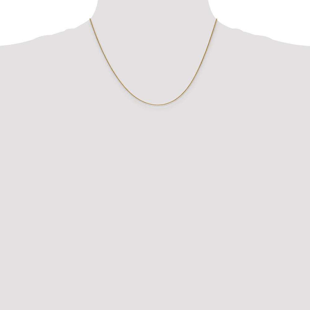 Alternate view of the 0.8mm 10k Yellow Gold Solid Spiga Chain Necklace by The Black Bow Jewelry Co.