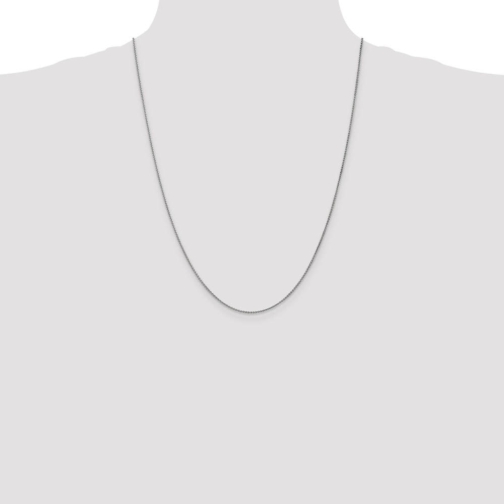 Alternate view of the 1.25mm 10k White Gold Solid Spiga Chain Necklaces by The Black Bow Jewelry Co.