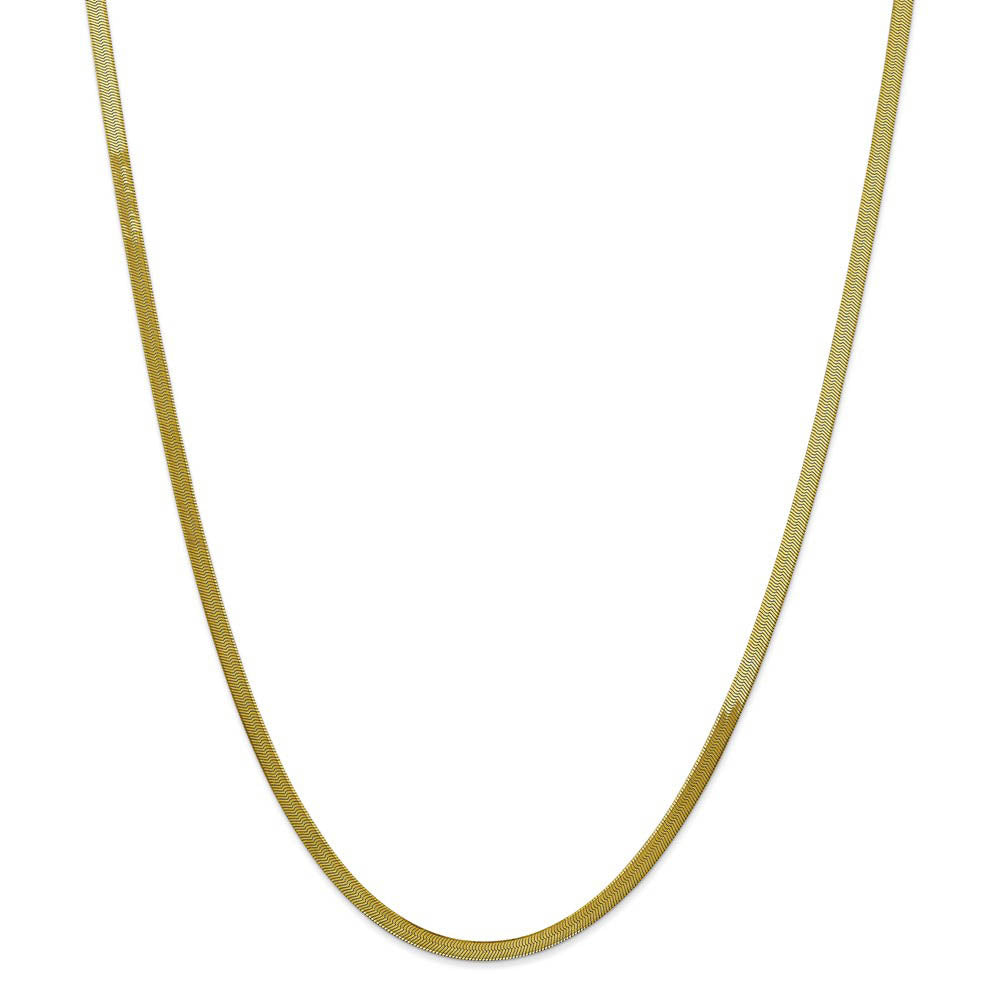 Alternate view of the 3mm 10k Yellow Gold Solid Herringbone Chain Necklace by The Black Bow Jewelry Co.