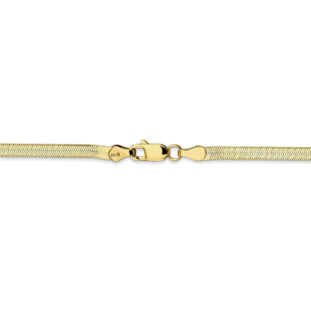 Alternate view of the 3mm 10k Yellow Gold Solid Herringbone Chain Necklace by The Black Bow Jewelry Co.