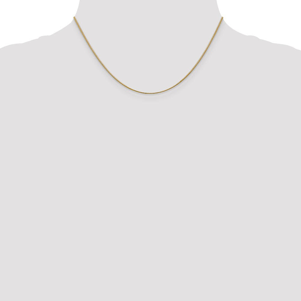 Alternate view of the 1.1mm 10k Yellow Gold Solid Round Snake Chain Necklace by The Black Bow Jewelry Co.