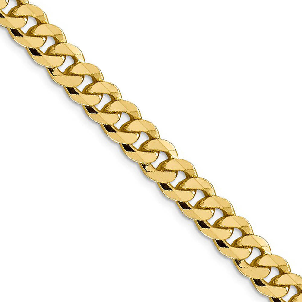 Men's 8.75mm 14k Yellow Gold Flat Beveled Curb Chain Necklace, Item C10177 by The Black Bow Jewelry Co.