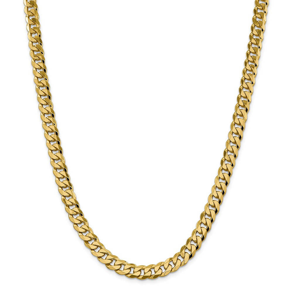 Alternate view of the Men's 8.75mm 14k Yellow Gold Flat Beveled Curb Chain Necklace by The Black Bow Jewelry Co.