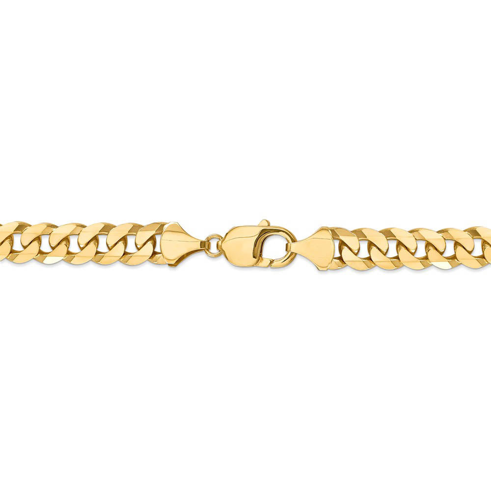 Alternate view of the Men's 9.5mm 14k Yellow Gold Flat Beveled Curb Chain Necklace by The Black Bow Jewelry Co.