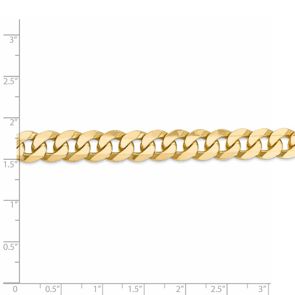 Alternate view of the Men's 9.5mm 14k Yellow Gold Flat Beveled Curb Chain Necklace by The Black Bow Jewelry Co.