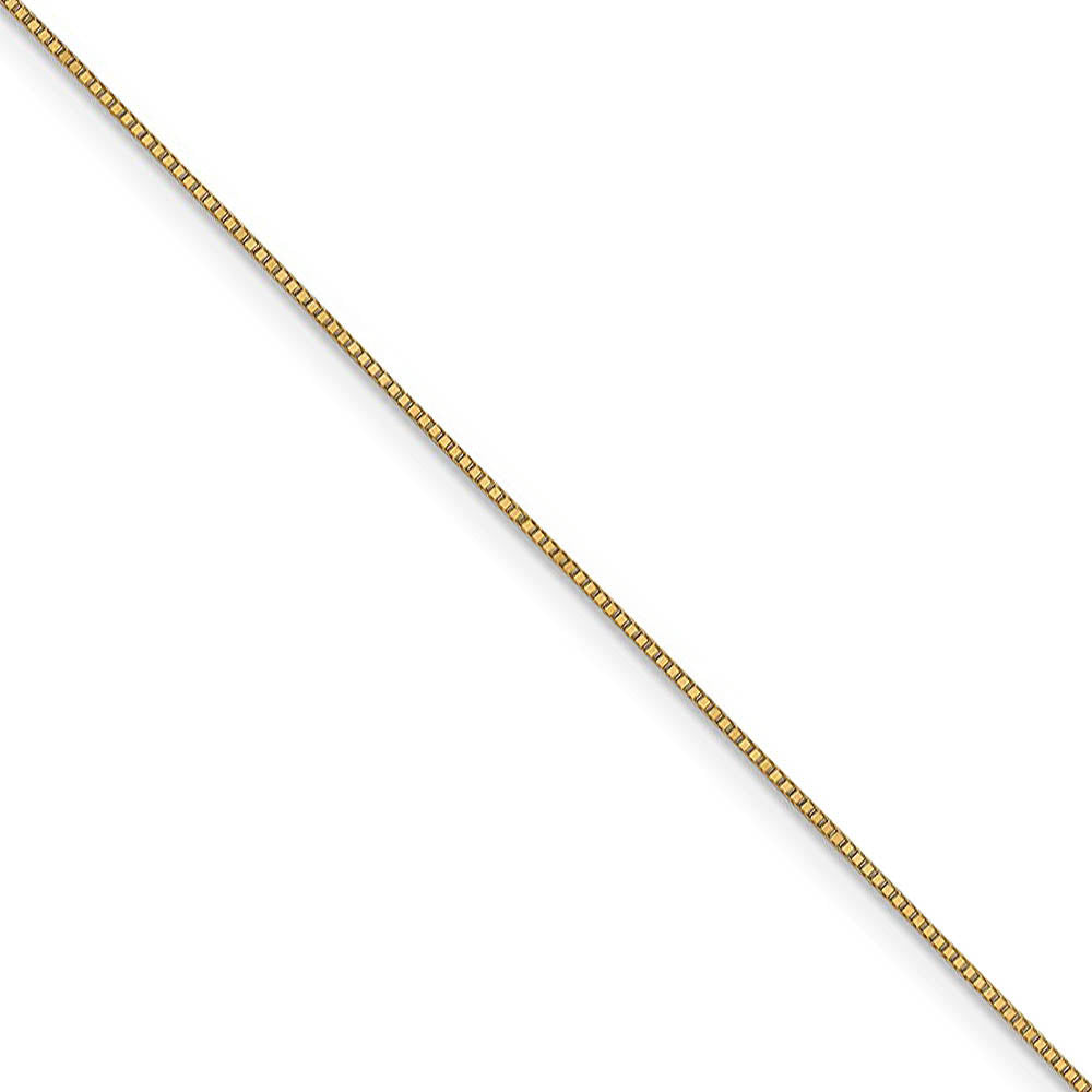 0.7mm 14k Yellow Gold Solid Box Chain Lobster Clasp Necklace, Item C10181 by The Black Bow Jewelry Co.