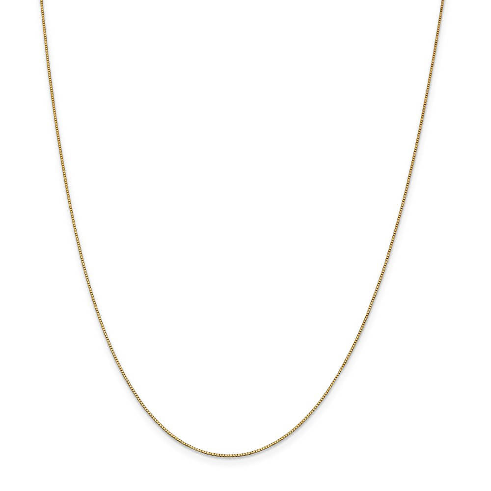 Alternate view of the 0.7mm 14k Yellow Gold Solid Box Chain Lobster Clasp Necklace by The Black Bow Jewelry Co.