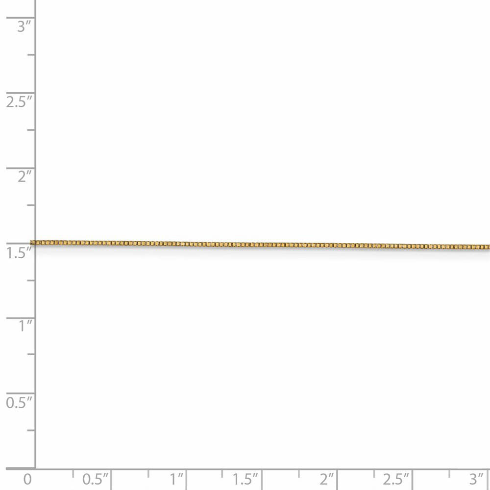 Alternate view of the 0.7mm 14k Yellow Gold Solid Box Chain Lobster Clasp Necklace by The Black Bow Jewelry Co.