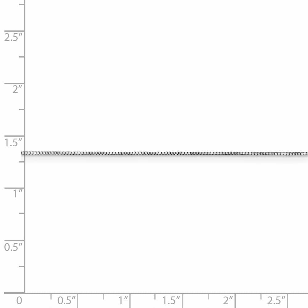 Alternate view of the 0.8mm 14k White Gold Solid Box Chain Lobster Clasp Necklace by The Black Bow Jewelry Co.