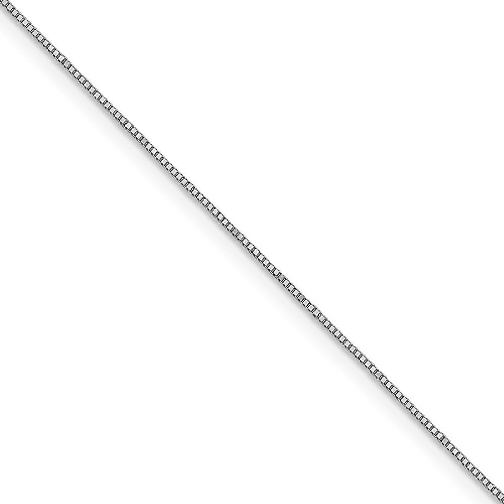 0.8mm 14k White Gold Solid Box Chain Lobster Clasp Necklace