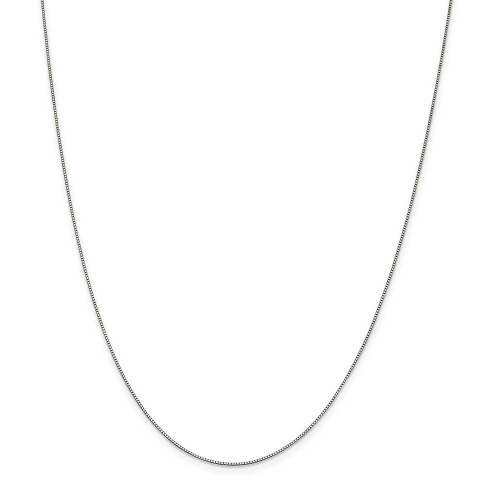 Alternate view of the 0.7mm 14k White Gold Solid Box Chain Lobster Clasp Necklace by The Black Bow Jewelry Co.