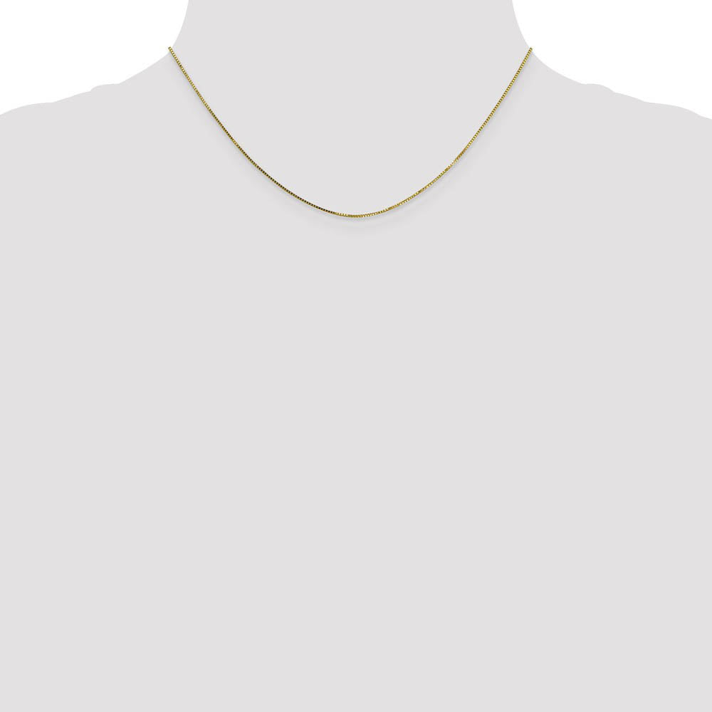 Alternate view of the 0.7mm 10k Yellow Gold Solid Box Chain Lobster Clasp Necklace by The Black Bow Jewelry Co.
