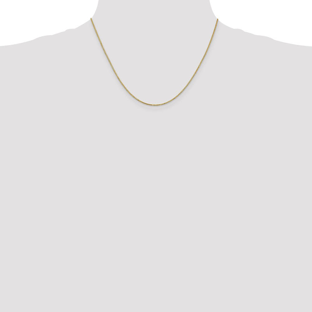 Alternate view of the 1.2mm 14k Yellow Gold Solid Box Chain Necklace by The Black Bow Jewelry Co.
