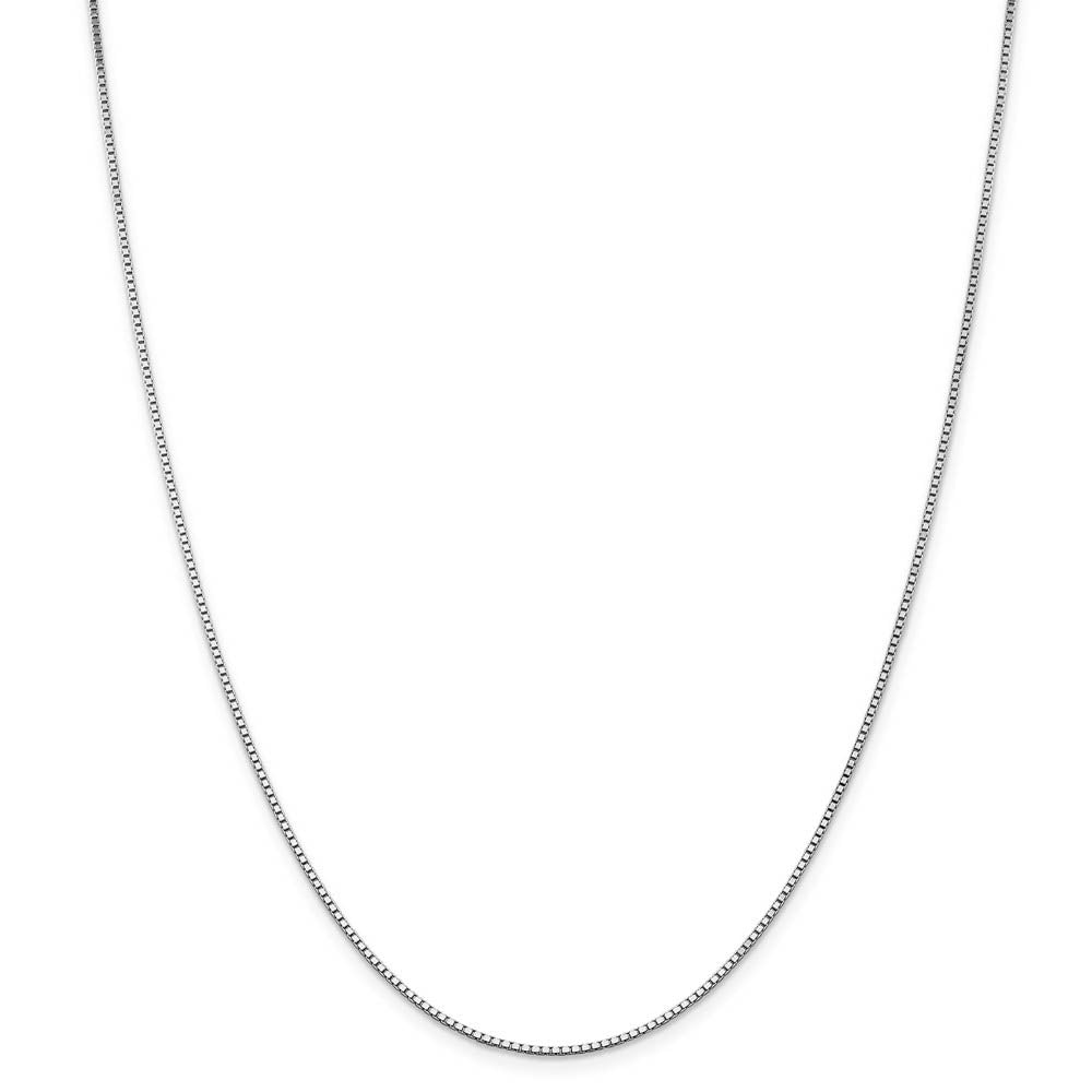 Alternate view of the 1.3mm 14k White Gold Solid Box Chain Necklace by The Black Bow Jewelry Co.